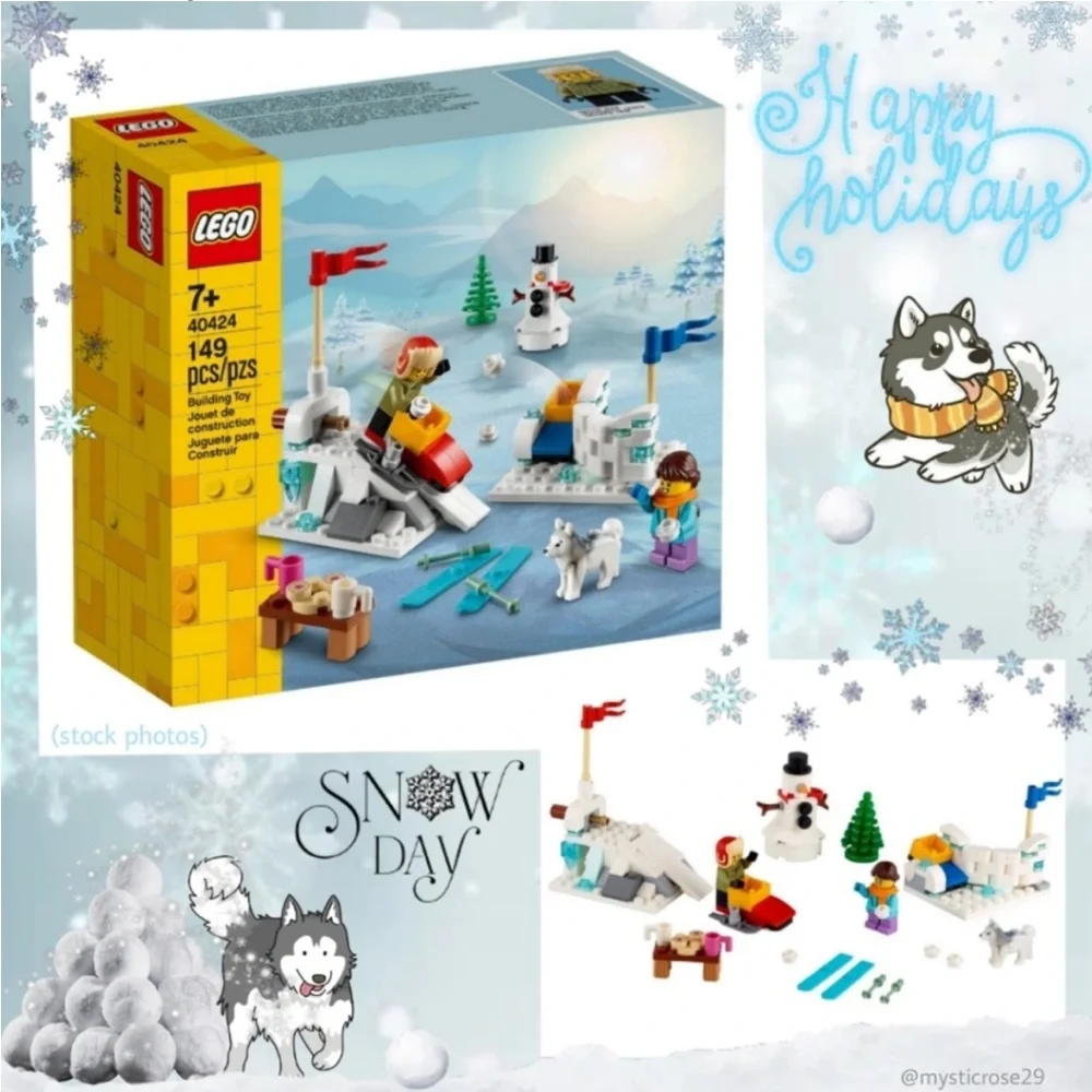 New LEGO 40424 Winter Snowball Fight Christmas  Snowman Tree Husky Sled 149pcs